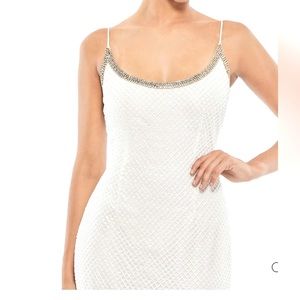 Beaded Spaghetti Strap Sheath Gown